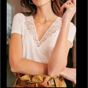 Sezane Elena Linen T shirt - Ecru Size XS